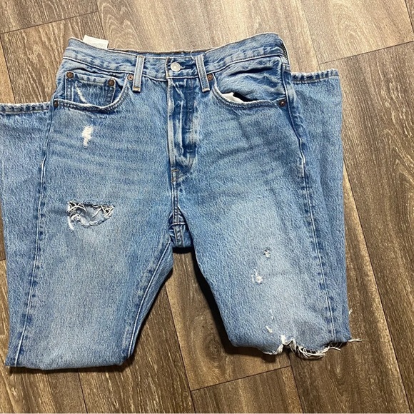 Women's Light Blue Distressed Jeans - Picture 6 of 8